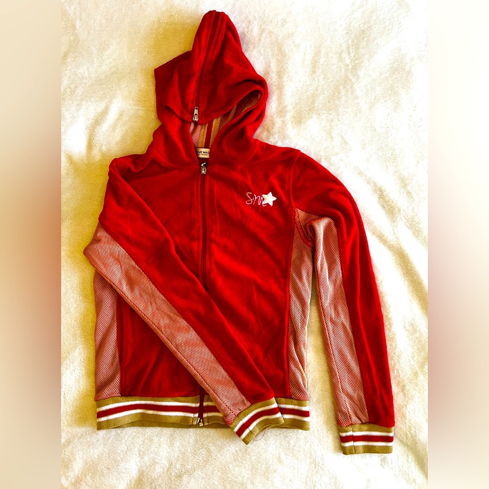 Steve Madden, Size M: red/gold/white zipped hoodie